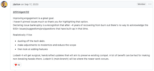Lodash community comments